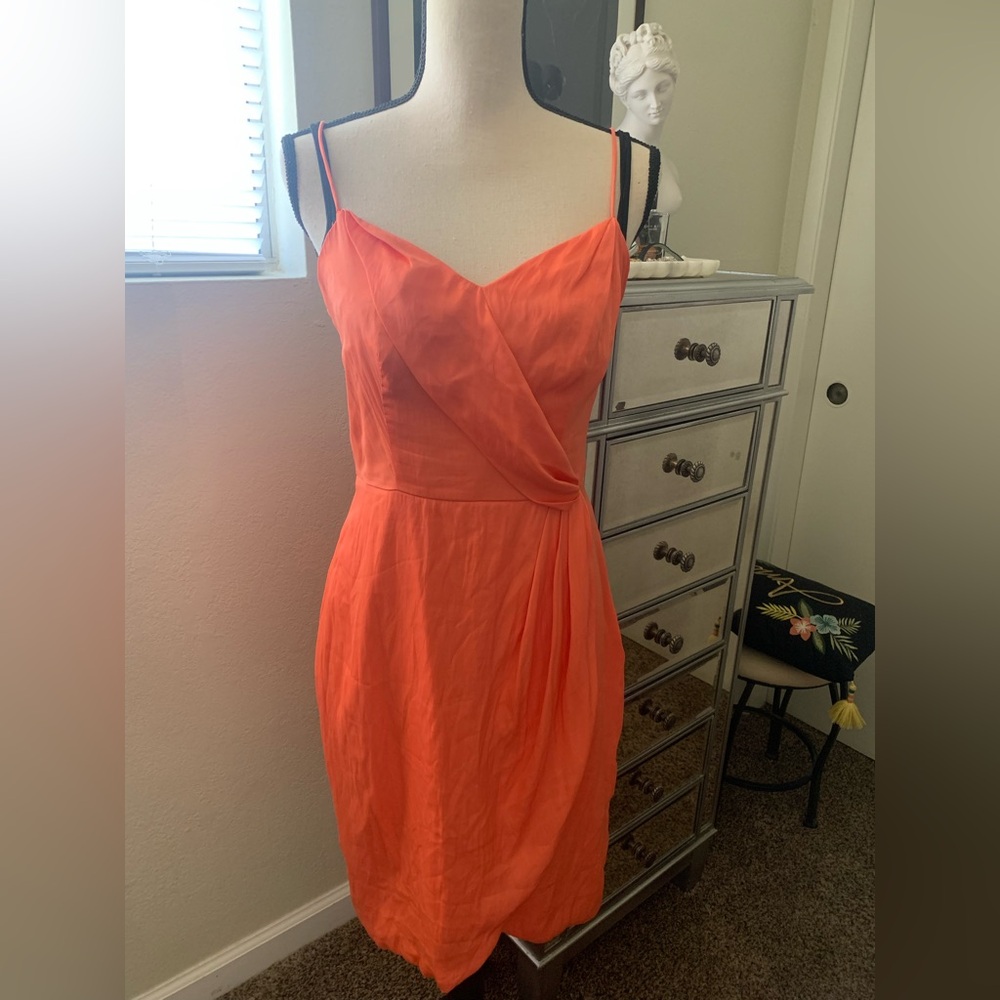 Banana Republic Orange Ruched Mini Sundress